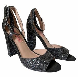 Betsey Johnson | Sparkle Black Glitter Heels